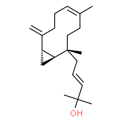 ChemSpider 2D Image | (3E)-5-[(1S,2R,5Z,10S)-2,5-Dimethyl-9-methylenebicyclo[8.1.0]undec-5-en-2-yl]-2-methyl-3-penten-2-ol | C20H32O