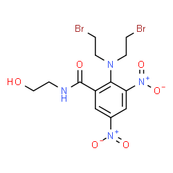 ChemSpider 2D Image | 2-[Bis(2-bromoethyl)amino]-N-(2-hydroxyethyl)-3,5-dinitrobenzamide | C13H16Br2N4O6