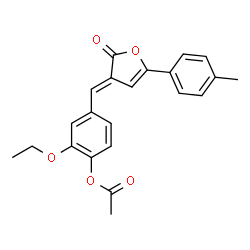 ChemSpider 2D Image | 2-Ethoxy-4-{(E)-[5-(4-methylphenyl)-2-oxo-3(2H)-furanylidene]methyl}phenyl acetate | C22H20O5