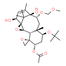 ChemSpider 2D Image | (2beta,3beta,5alpha,7beta,10alpha,14beta)-11,14-Dihydroxy-10-(methoxymethoxy)-7-[(2-methyl-2-propanyl)oxy]-1,2:4,20-diepoxytax-12-en-5-yl acetate | C28H44O9