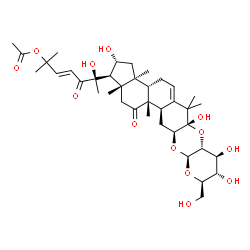 ChemSpider 2D Image | (3E,6R)-6-Hydroxy-2-methyl-5-oxo-6-[(1R,2R,3aS,3bS,6aS,7aR,8S,9S,10R,11aS,12aS,13aR,13bR,15aR)-2,6a,8,9-tetrahydroxy-10-(hydroxymethyl)-3a,6,6,13b,15a-pentamethyl-14-oxo-2,3,3a,3b,4,6,6a,7a,9,10,11a,1
2a,13,13a,13b,14,15,15a-octadecahydro-1H,8H-cyclopenta[7,8]phenanthro[2,3-b]pyrano[2,3-e][1,4]dioxin-1-yl]-3-hepten-2-yl acetate | C38H56O13