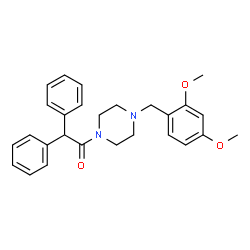 ChemSpider 2D Image | 1-[4-(2,4-Dimethoxybenzyl)-1-piperazinyl]-2,2-diphenylethanone | C27H30N2O3