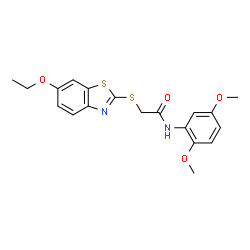 ChemSpider 2D Image | N-(2,5-Dimethoxyphenyl)-2-[(6-ethoxy-1,3-benzothiazol-2-yl)sulfanyl]acetamide | C19H20N2O4S2