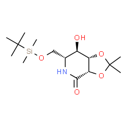 ChemSpider 2D Image | (3aS,6R,7R,7aS)-6-[[[(1,1-Dimethylethyl)dimethylsilyl]oxy]methyl]tetrahydro-7-hydroxy-2,2-dimethyl-1,3-dioxolo[4,5-c]pyridin-4(3aH)-one | C15H29NO5Si