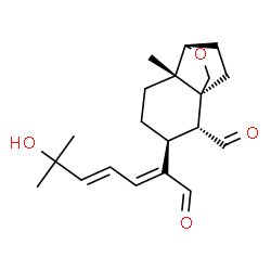 ChemSpider 2D Image | (1S,2R,3S,6S,7S)-3-[(2E,4E)-6-Hydroxy-6-methyl-1-oxo-2,4-heptadien-2-yl]-6-methyl-8-oxatricyclo[5.2.2.0~1,6~]undecane-2-carbaldehyde | C20H28O4
