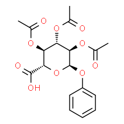 ChemSpider 2D Image | Phenyl 2,3,4-tri-O-acetyl-alpha-D-glucopyranosiduronic acid | C18H20O10