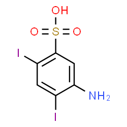 ChemSpider 2D Image | 5-Amino-2,4-diiodobenzenesulfonic acid | C6H5I2NO3S