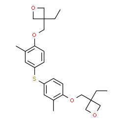 ChemSpider 2D Image | 3,3'-{Sulfanediylbis[(2-methyl-4,1-phenylene)oxymethylene]}bis(3-ethyloxetane) | C26H34O4S