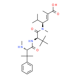 ChemSpider 2D Image | N,beta,beta-Trimethyl-L-phenylalanyl-N-[(3S,4E)-5-carboxy-2-methyl-4-hexen-3-yl]-N,3-dimethyl-D-valinamide | C27H43N3O4