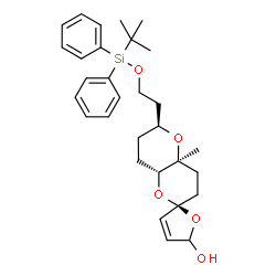 ChemSpider 2D Image | (2S,4a'S,6'S,8a'R)-4a'-Methyl-6'-(2-{[(2-methyl-2-propanyl)(diphenyl)silyl]oxy}ethyl)-4',4a',6',7',8',8a'-hexahydro-3'H,5H-spiro[furan-2,2'-pyrano[3,2-b]pyran]-5-ol | C30H40O5Si