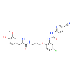 ChemSpider 2D Image | N-[3-(4-Chloro-2-{[(5-cyano-2-pyridinyl)carbamoyl]amino}phenoxy)propyl]-3-methoxytyrosinamide | C26H27ClN6O5