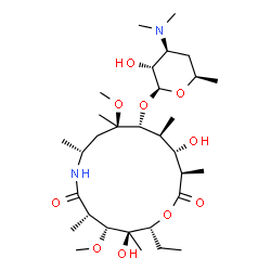 ChemSpider 2D Image | (2R,3R,4R,5S,8R,10R,11R,12S,13S,14R)-2-Ethyl-3,13-dihydroxy-4,10-dimethoxy-3,5,8,10,12,14-hexamethyl-6,15-dioxo-1-oxa-7-azacyclopentadecan-11-yl 3,4,6-trideoxy-3-(dimethylamino)-beta-D-xylo-hexopyrano
side | C31H58N2O10