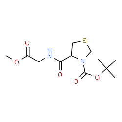 ChemSpider 2D Image | 2-Methyl-2-propanyl 4-[(2-methoxy-2-oxoethyl)carbamoyl]-1,3-thiazolidine-3-carboxylate | C12H20N2O5S