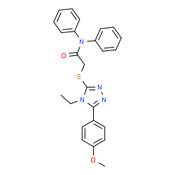ChemSpider 2D Image | 2-{[4-Ethyl-5-(4-methoxyphenyl)-4H-1,2,4-triazol-3-yl]sulfanyl}-N,N-diphenylacetamide | C25H24N4O2S