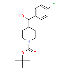 ChemSpider 2D Image | tert-butyl 4-((4-chlorophenyl)(hydroxy)methyl)piperidine-1-carboxylate | C17H24ClNO3