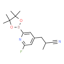 ChemSpider 2D Image | 3-[2-Fluoro-6-(4,4,5,5-tetramethyl-1,3,2-dioxaborolan-2-yl)-4-pyridinyl]-2-methylpropanenitrile | C15H20BFN2O2