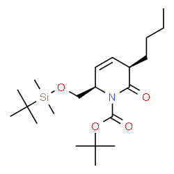 ChemSpider 2D Image | 2-Methyl-2-propanyl (3R,6R)-3-butyl-6-({[dimethyl(2-methyl-2-propanyl)silyl]oxy}methyl)-2-oxo-3,6-dihydro-1(2H)-pyridinecarboxylate | C21H39NO4Si