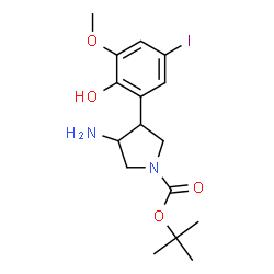 ChemSpider 2D Image | 2-Methyl-2-propanyl 3-amino-4-(2-hydroxy-5-iodo-3-methoxyphenyl)-1-pyrrolidinecarboxylate | C16H23IN2O4