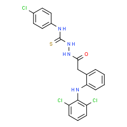ChemSpider 2D Image | N-(4-Chlorophenyl)-2-({2-[(2,6-dichlorophenyl)amino]phenyl}acetyl)hydrazinecarbothioamide | C21H17Cl3N4OS