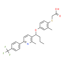 ChemSpider 2D Image | {[2-Methyl-4-(1-{2-methyl-6-[4-(trifluoromethyl)phenyl]-3-pyridinyl}butoxy)phenyl]sulfanyl}acetic acid | C26H26F3NO3S