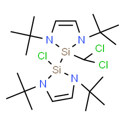 ChemSpider 2D Image | 2-Chloro-2'-(dichloromethyl)-1,1',3,3'-tetrakis(2-methyl-2-propanyl)-2,2',3,3'-tetrahydro-1H,1'H-2,2'-bi-1,3,2-diazasilole | C21H41Cl3N4Si2