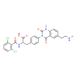 ChemSpider 2D Image | N-(2,6-Dichlorobenzoyl)-4-{1-methyl-6-[2-(methylamino)ethyl]-2,4-dioxo-1,4-dihydro-3(2H)-quinazolinyl}-L-phenylalanine | C28H26Cl2N4O5