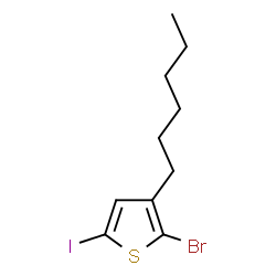 ChemSpider 2D Image | 2-Bromo-3-hexyl-5-iodothiophene | C10H14BrIS