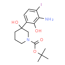 ChemSpider 2D Image | 2-Methyl-2-propanyl 3-(3-amino-2-hydroxy-4-iodophenyl)-3-hydroxy-1-piperidinecarboxylate | C16H23IN2O4