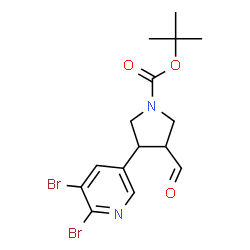 ChemSpider 2D Image | 2-Methyl-2-propanyl 3-(5,6-dibromo-3-pyridinyl)-4-formyl-1-pyrrolidinecarboxylate | C15H18Br2N2O3