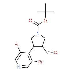 ChemSpider 2D Image | 2-Methyl-2-propanyl 3-(3,5-dibromo-4-pyridinyl)-4-formyl-1-pyrrolidinecarboxylate | C15H18Br2N2O3