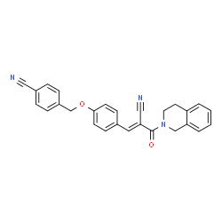 ChemSpider 2D Image | 4-({4-[(1E)-2-Cyano-3-(3,4-dihydro-2(1H)-isoquinolinyl)-3-oxo-1-propen-1-yl]phenoxy}methyl)benzonitrile | C27H21N3O2