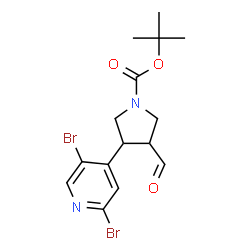 ChemSpider 2D Image | 2-Methyl-2-propanyl 3-(2,5-dibromo-4-pyridinyl)-4-formyl-1-pyrrolidinecarboxylate | C15H18Br2N2O3