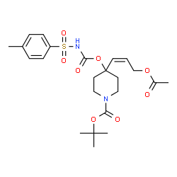 ChemSpider 2D Image | 2-Methyl-2-propanyl 4-[(1Z)-3-acetoxy-1-propen-1-yl]-4-({[(4-methylphenyl)sulfonyl]carbamoyl}oxy)-1-piperidinecarboxylate | C23H32N2O8S