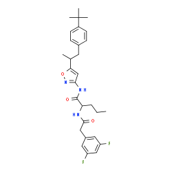 ChemSpider 2D Image | N~2~-[(3,5-Difluorophenyl)acetyl]-N-(5-{1-[4-(2-methyl-2-propanyl)phenyl]-2-propanyl}-1,2-oxazol-3-yl)norvalinamide | C29H35F2N3O3