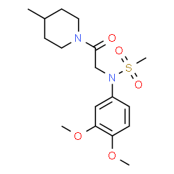 ChemSpider 2D Image | N-(3,4-Dimethoxyphenyl)-N-[2-(4-methyl-1-piperidinyl)-2-oxoethyl]methanesulfonamide | C17H26N2O5S