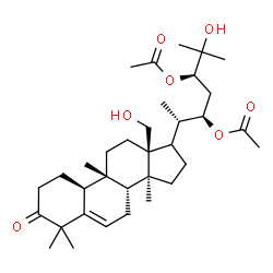 ChemSpider 2D Image | (4S,9beta,17xi,22R,24R)-18,25-Dihydroxy-9,10,14-trimethyl-1-oxo-4,9-cyclo-9,10-secocholest-5-ene-22,24-diyl diacetate | C34H54O7