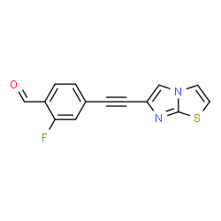 ChemSpider 2D Image | 2-Fluoro-4-(imidazo[2,1-b][1,3]thiazol-6-ylethynyl)benzaldehyde | C14H7FN2OS