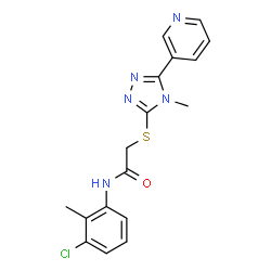 ChemSpider 2D Image | N-(3-Chloro-2-methylphenyl)-2-{[4-methyl-5-(3-pyridinyl)-4H-1,2,4-triazol-3-yl]sulfanyl}acetamide | C17H16ClN5OS