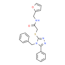 ChemSpider 2D Image | 2-[(4-Benzyl-5-phenyl-4H-1,2,4-triazol-3-yl)sulfanyl]-N-(2-furylmethyl)acetamide | C22H20N4O2S