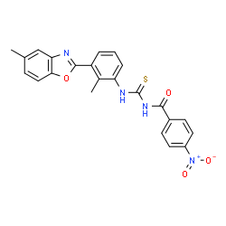ChemSpider 2D Image | N-{[2-Methyl-3-(5-methyl-1,3-benzoxazol-2-yl)phenyl]carbamothioyl}-4-nitrobenzamide | C23H18N4O4S