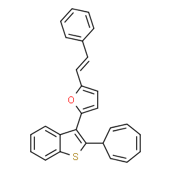 ChemSpider 2D Image | 2-[2-(2,4,6-Cycloheptatrien-1-yl)-1-benzothiophen-3-yl]-5-[(E)-2-phenylvinyl]furan | C27H20OS