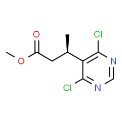 ChemSpider 2D Image | Methyl (3R)-3-(4,6-dichloro-5-pyrimidinyl)butanoate | C9H10Cl2N2O2