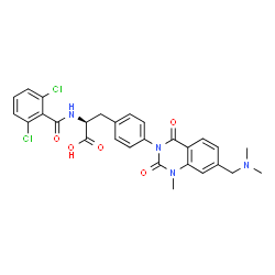 ChemSpider 2D Image | N-(2,6-Dichlorobenzoyl)-4-{7-[(dimethylamino)methyl]-1-methyl-2,4-dioxo-1,4-dihydro-3(2H)-quinazolinyl}-L-phenylalanine | C28H26Cl2N4O5