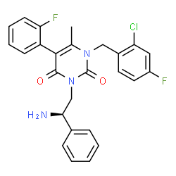 ChemSpider 2D Image | 3-[(2R)-2-Amino-2-phenylethyl]-1-(2-chloro-4-fluorobenzyl)-5-(2-fluorophenyl)-6-methyl-2,4(1H,3H)-pyrimidinedione | C26H22ClF2N3O2