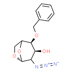 ChemSpider 2D Image | (2S,3S,5R)-4-Azido-2-(benzyloxy)-6,8-dioxabicyclo[3.2.1]octan-3-ol (non-preferred name) | C13H15N3O4