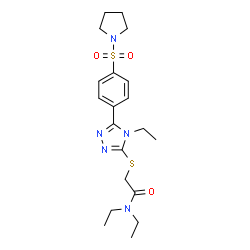 ChemSpider 2D Image | N,N-diethyl-2-[[4-ethyl-5-(4-pyrrolidin-1-ylsulfonylphenyl)-1,2,4-triazol-3-yl]sulfanyl]acetamide | C20H29N5O3S2