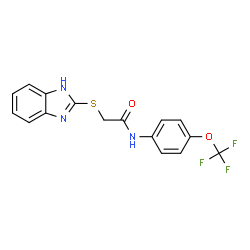 ChemSpider 2D Image | 2-(1H-benzimidazol-2-ylsulfanyl)-N-[4-(trifluoromethoxy)phenyl]acetamide | C16H12F3N3O2S