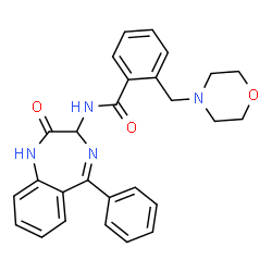 ChemSpider 2D Image | 2-(4-Morpholinylmethyl)-N-(2-oxo-5-phenyl-2,3-dihydro-1H-1,4-benzodiazepin-3-yl)benzamide | C27H26N4O3