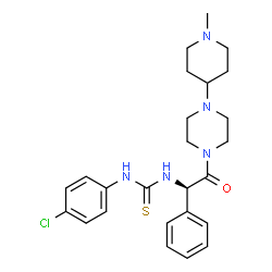 ChemSpider 2D Image | 1-(4-Chlorophenyl)-3-{(1R)-2-[4-(1-methyl-4-piperidinyl)-1-piperazinyl]-2-oxo-1-phenylethyl}thiourea | C25H32ClN5OS