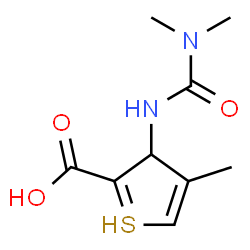 ChemSpider 2D Image | 3-(dimethylcarbamoylamino)-4-methyl-3H-thiophene-2-carboxylic acid | C9H13N2O3S